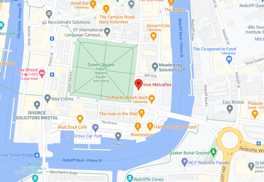 Queen Square Bristol map with embedded link to Google maps